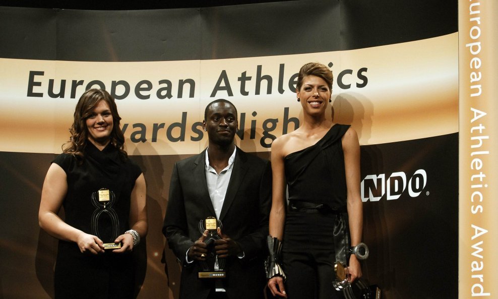 Sandra Perković, Teddy Tamgho (najbolji atletičar 2010. godine) i Blanka Vlašić