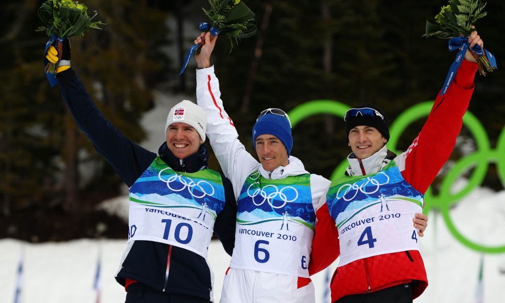 Emil Hegle Svendsen; Vincent Jay; Jakov Fak - na pobjedničkom postolju