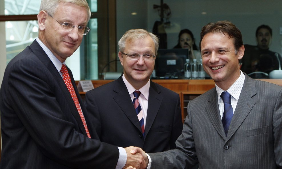 Carl Bildt, Olli Rehn i Gordan Jandroković danas u Bruxellesu