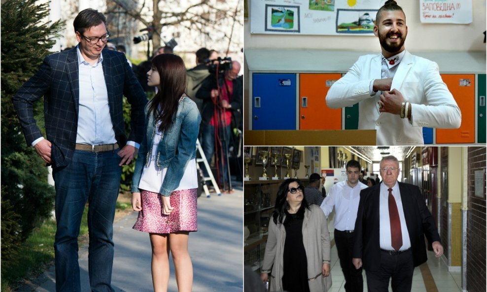 Aleksandar Vučić s kćerkom, Luka Maksimović i Vojislav Šešelj sa suprugom
