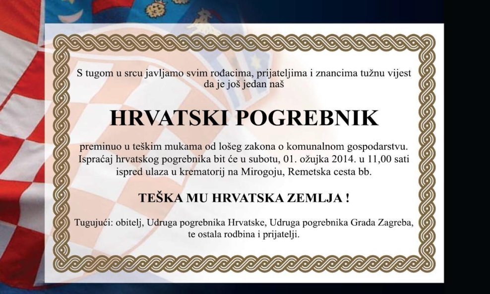 Hrvatski pogrebnik prosvjed