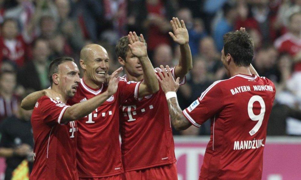 Slijeva Franck Ribery, Arjen Robben, Thomas Mueller i naš Mario Mandžukić