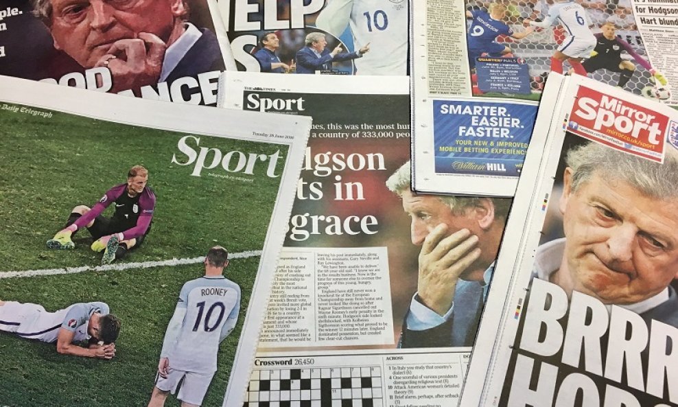 engleske novine nakon poraza od Islanda