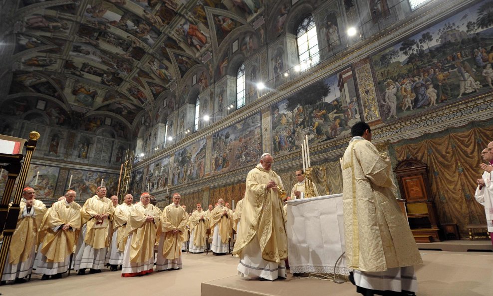papa franjo na misi s kardinalima