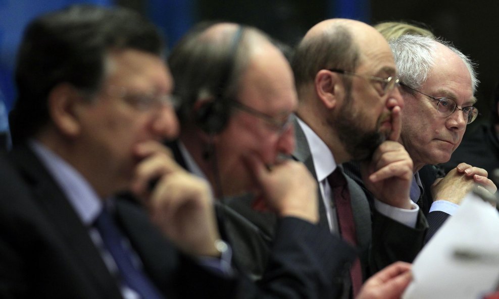 Jose Manuel Barroso, Sean Barrett, Martin Schulz i  Herman Van Rompuy