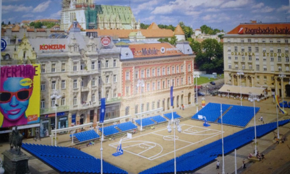 Ilustracija košarkaškog igrališta na Trgu