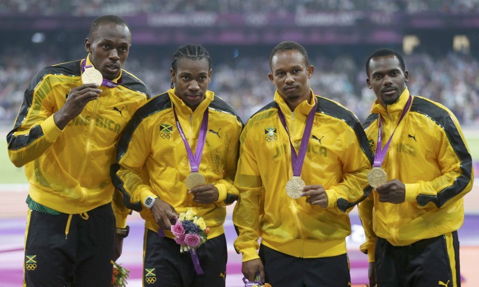 Usain Bolt, Yohan Blake, Michael Frater i Nesta Carter