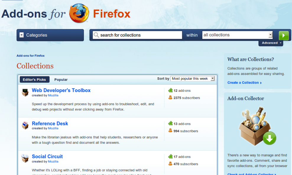 Collections Add-ons for Firefox 