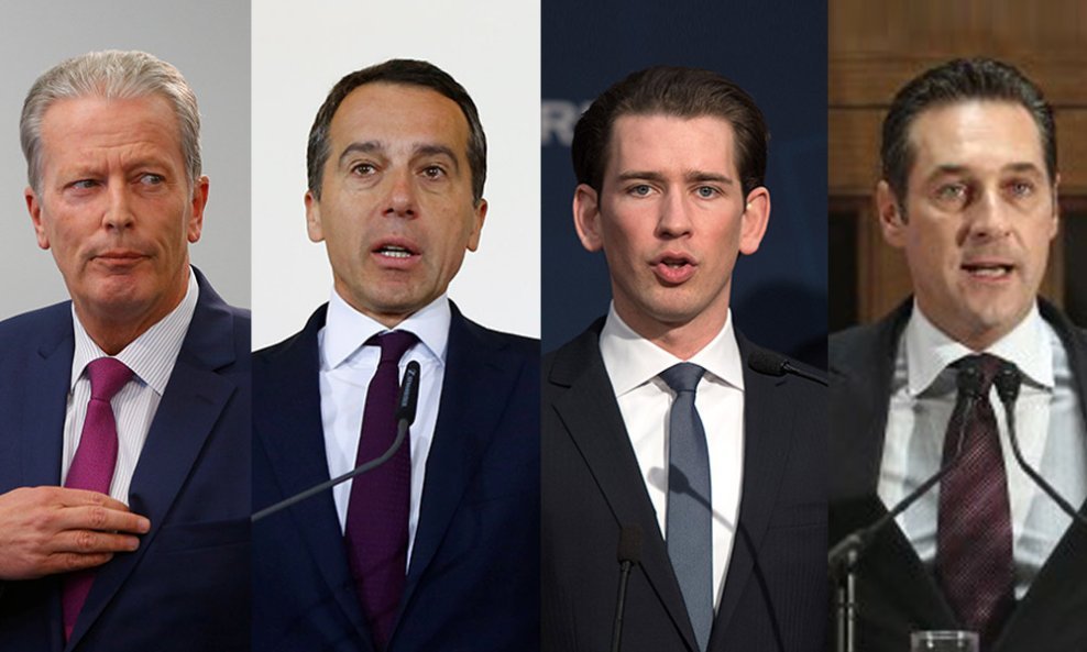 Reinhold Mitterlehner, Sebastian Kurz, Christian Kern, Heinz-Christian Strache