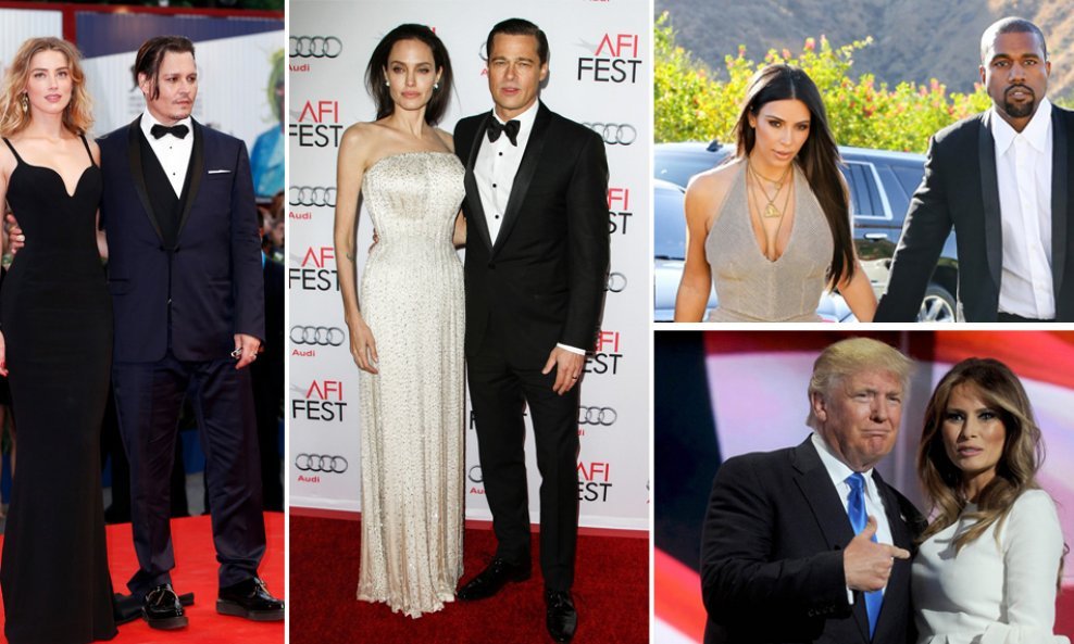Johnny Depp i Amber Heard, Angelina Jolie i Brad Pitt, Kim Kardashian i Kanye West, Melania i Donald Trump 