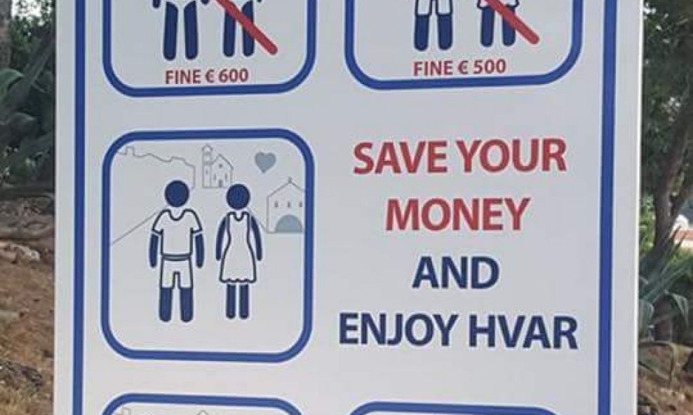 Tabla za turiste u Hvaru