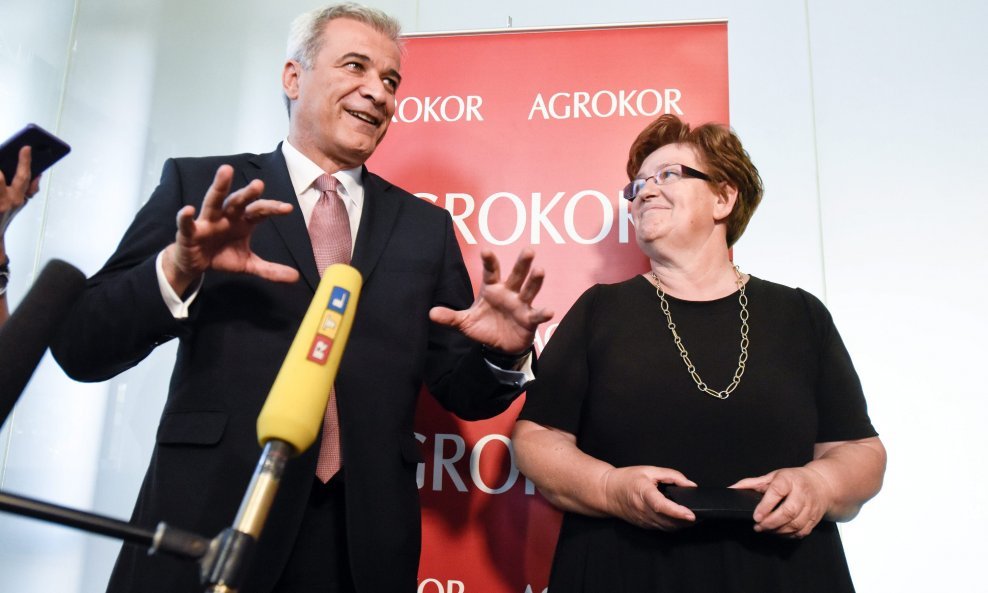Ante Ramljak i Marica Vidaković 8. 6. 2017. održali konferenciju za medije povodom 480 milijuna eura novog kredita za Agrokor