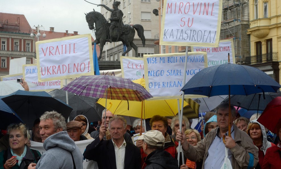 Prosvjed umirovljenika u Zagrebu