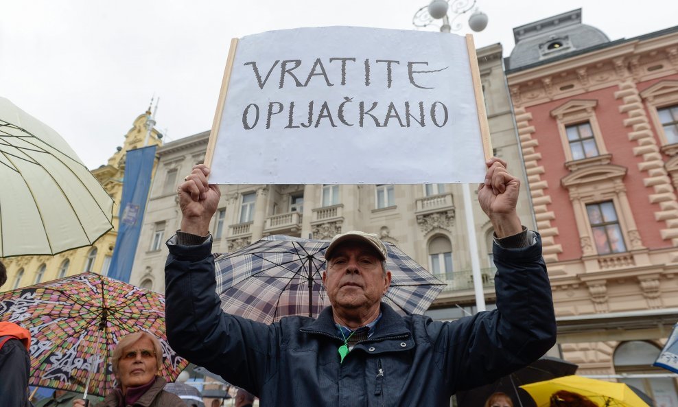 Prosvjed umirovljenika u Zagrebu