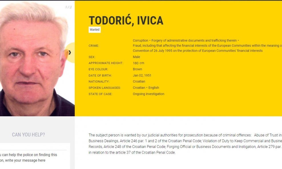 Ivica Todorić na listi najtraženijih bjegunaca