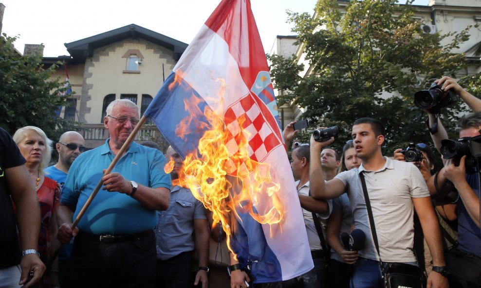 Vojislav Šešelj u više je navrata palio hrvatsku zastavu