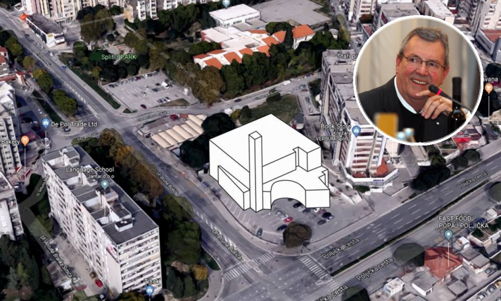 Gabariti nove crkve, dopuštene urbanističkim planom; arhitekt Jerko Rošin