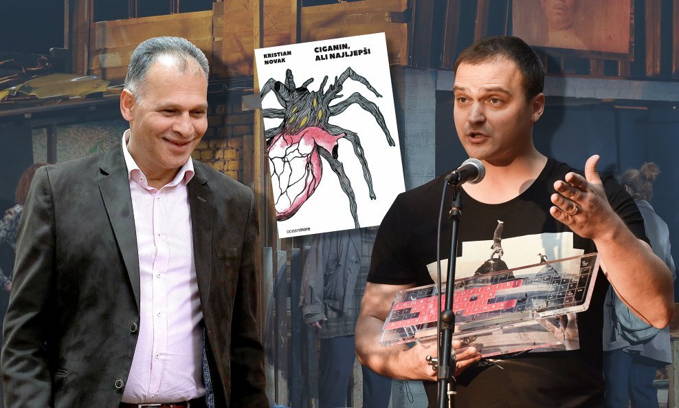 Veljko Kajtazi (lijevo) nije pogledao predstavu 'Ciganin, ali najljepši' nastalu prema istoimenom romanu Kristiana Novaka (desno na slici)
