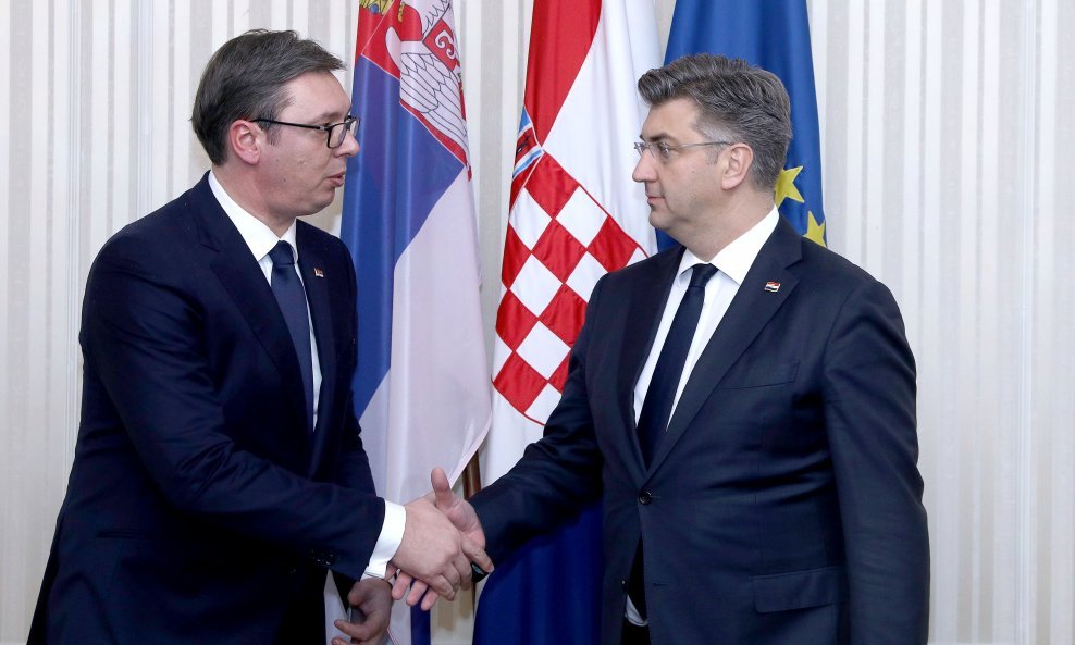 Predsjednik Srbije Aleksandar Vučić i hrvatski premijer Andrej Plenković