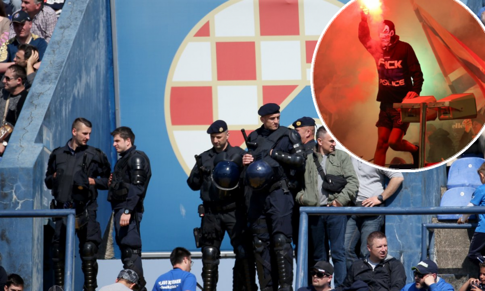 Policija na Makismiru i navijač Hajduka (u krugu)