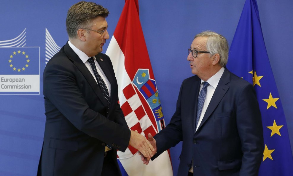 Predsjednik Europske komisije Jean-Claude Juncker i hrvatski premijer Andrej Plenković 14. veljače 2018. u Bruxellesu