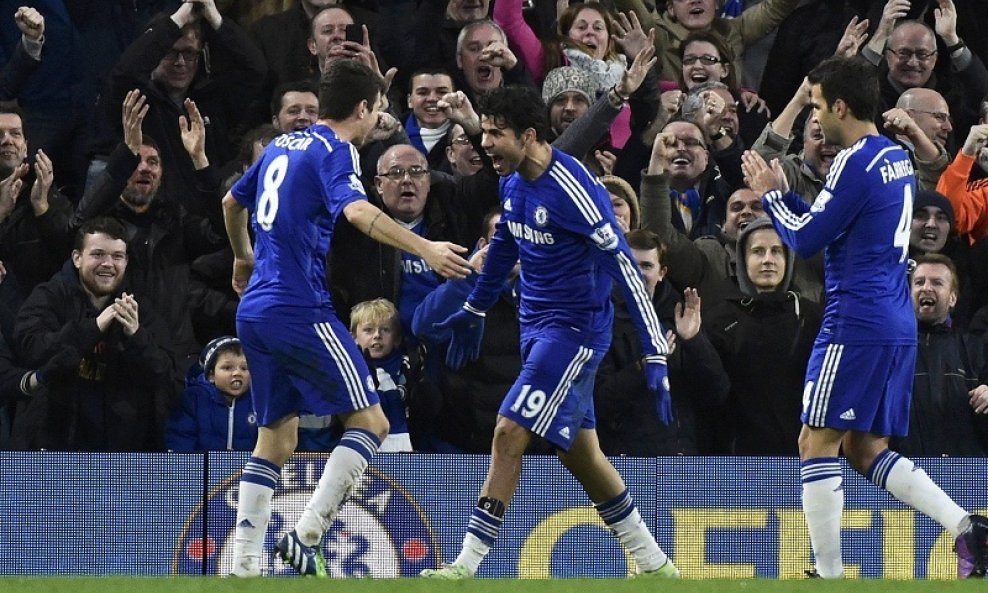 Diego Costa (C) Oscar (L) i Cesc Fabregas