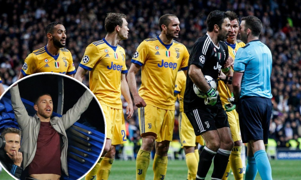 Sergio Ramos i sudac Michael Oliver sa igračima Juventusa