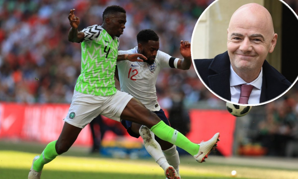 Kenneth Omeruo i Danny Rose te Gianni Infantino