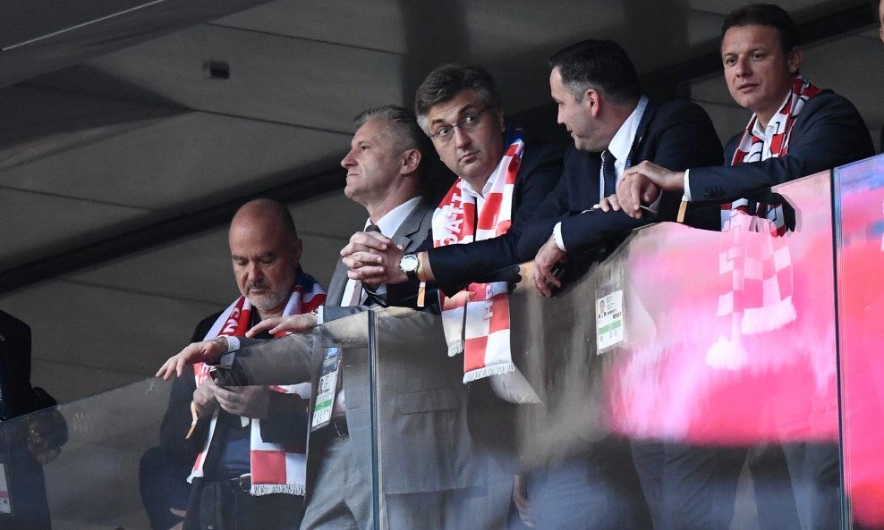 Plenković i Jandroković u VIP loži na stadionu Lužnjiki u Moskvi