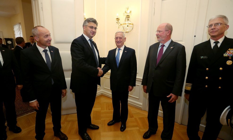 Damir Kstičević, Andrej Plenković i James Mattis u Banskim dvorima