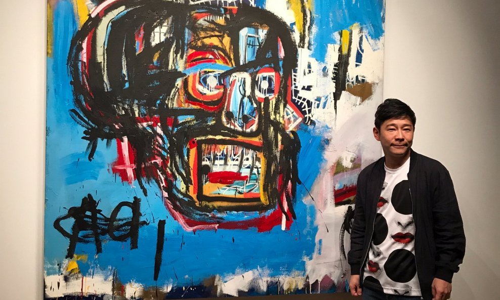 Japanski milijarder Yusaku Maezawa sa slikom Jean-Michela Basquiata iz 1982. 'Bez imena', koju je platio 110,5 milijuna dolara
