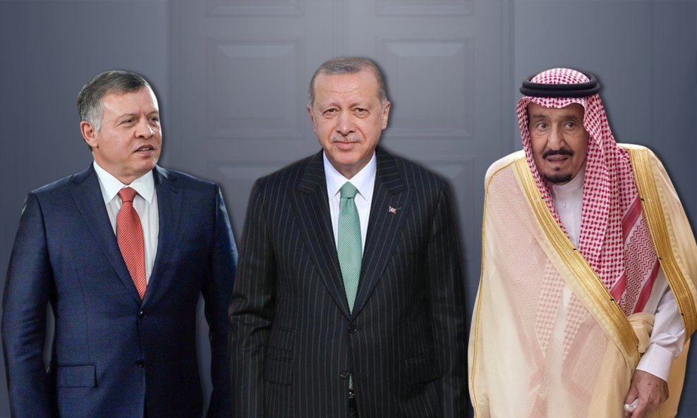 Jordanski kralj Abdulah II, turski predsjednik Recep Tayyip Erdogan i saudijski kralj Salman bin Abdulaziz al Saud