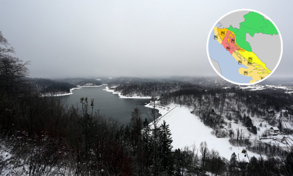 Snijeg je ove godine već zabijelio Gorski kotar - detalj s Lokvarskog jezera
