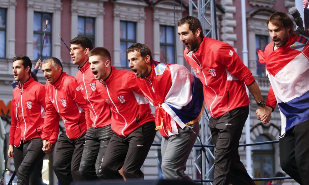 Hrvatska Davis Cup reprezentacija na dočeku u Zagrebu