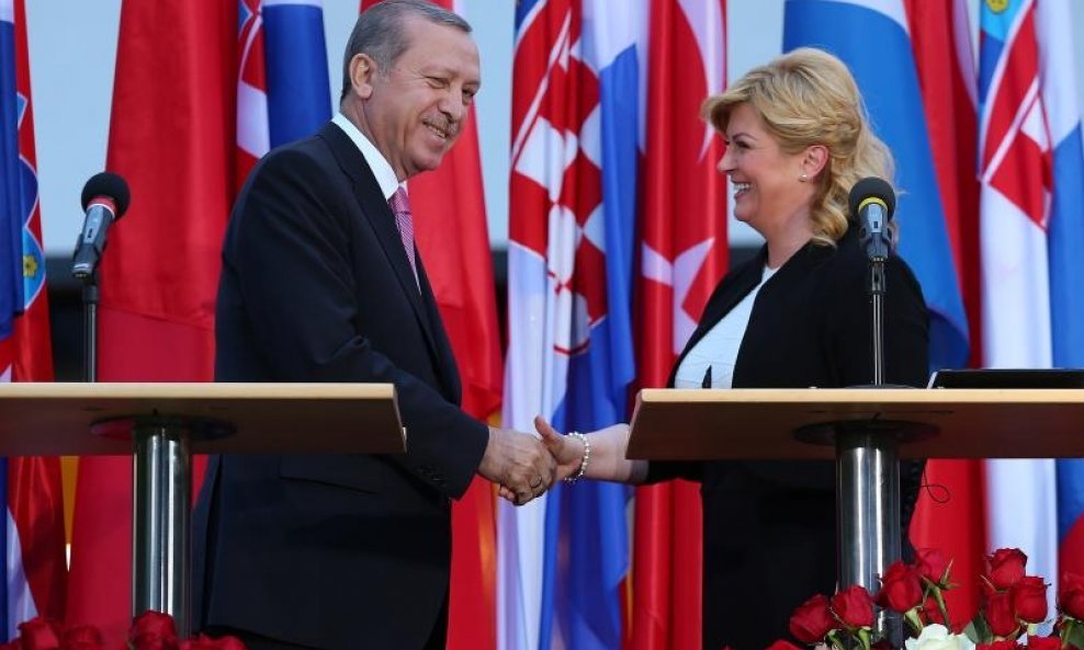 Predsjednik Erdogan i predsjednica Grabar-Kitarović za njegova posjeta Zagrebu