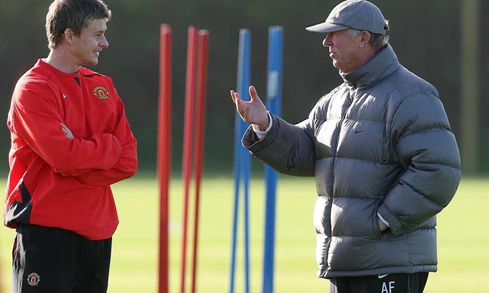 Ole Gunner Solskjaer i Alex Ferguson