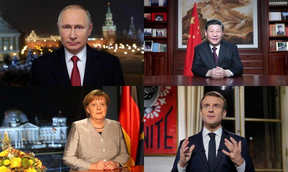 Vladimir Putin, Xi Jinping, Angela Merkel, Emmanuel Macron