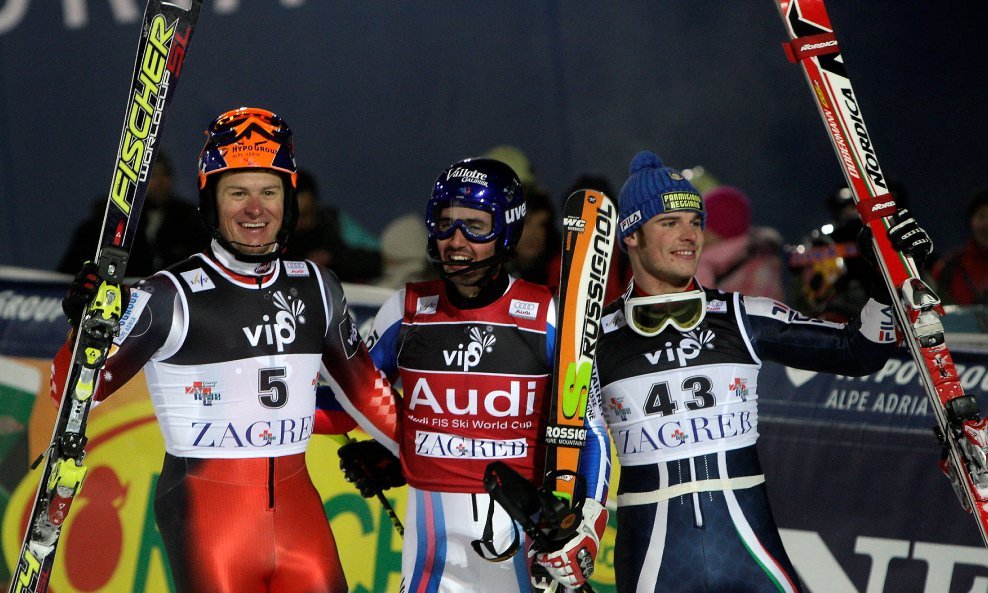 Ivica Kostelić , Jean Baptiste Grange i Guliano Razzoli, sljeme 2009.