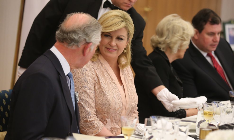 Princ Charles s predsjednicom RH Kolindom Grabar Kitarović na večeri na Pantovčaku 2016.