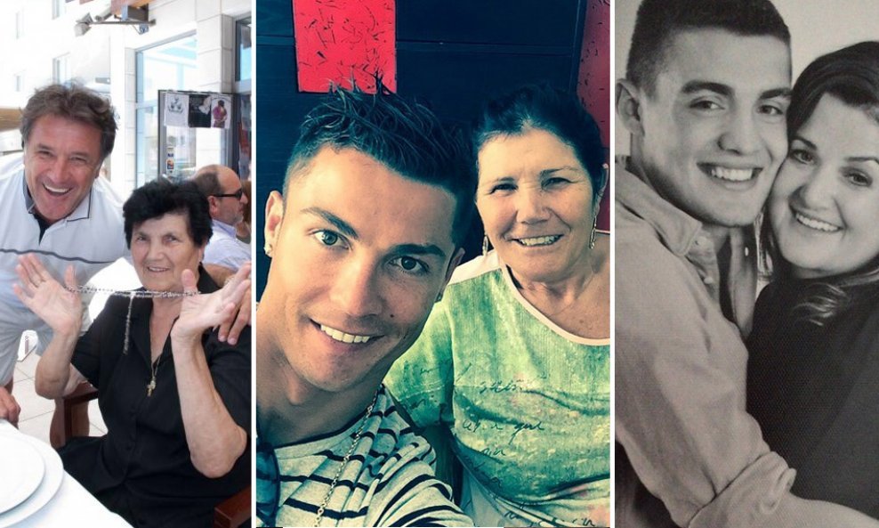 Zdravko Mamić s majkom Lucijom, CristianoRonaldo i Dolores Aveiro te Mato Kovačić s mamom Ružicom