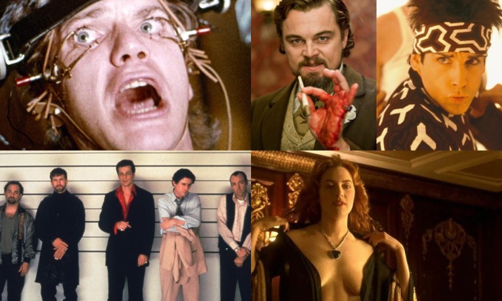 'Paklena naranča', 'Odbjegli Django', 'Zoolander', 'Privedite osumnjičene' i 'Titanik'