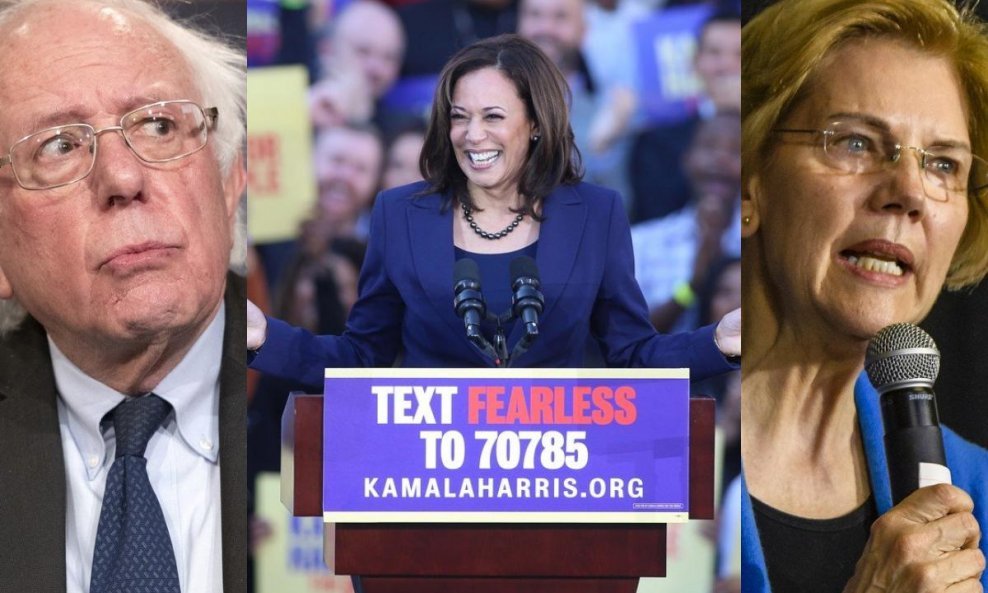 Bernie Sanders, Kamala Harris i Elizabeth Warren