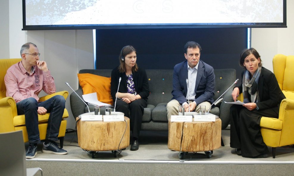 Jasmin Klarić (Telegram), Lydia Gall (Human Rights Watch), Massimo Moratti (Amnesty International), Julija Kranjec (Centar za mirovne studije)