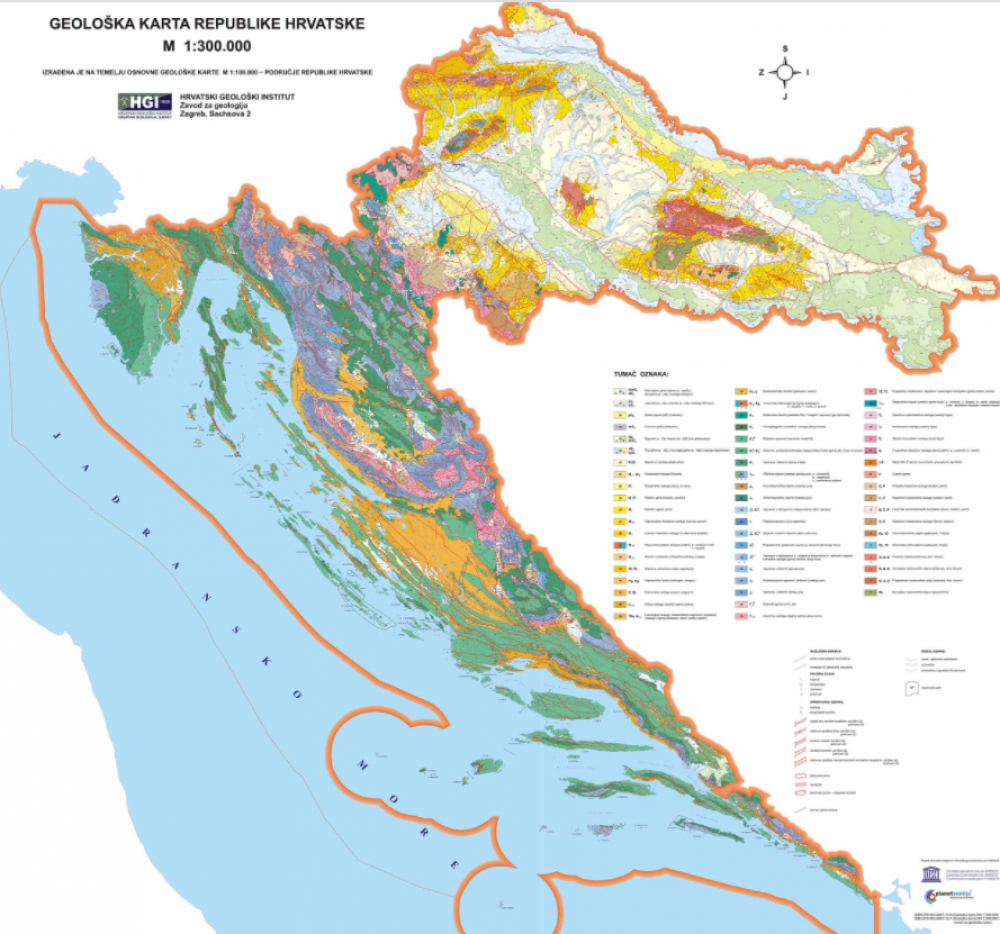 Geološka karta Hrvatske. 