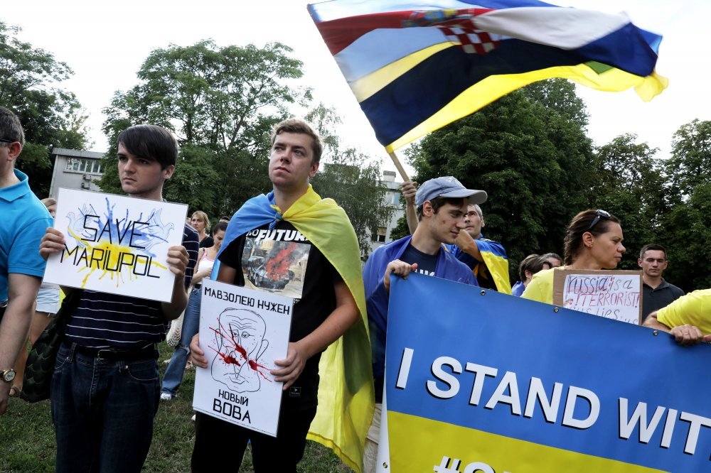 Prosvjed protiv ruskih zločina nad ukrajinskim zarobljenicima u Olenivci