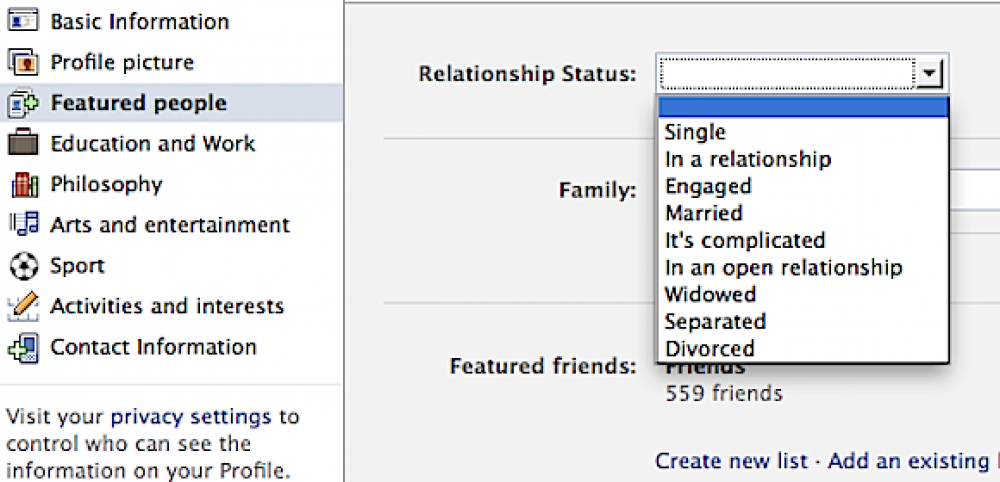 Ljubavni status na facebook nemogu izmjenit