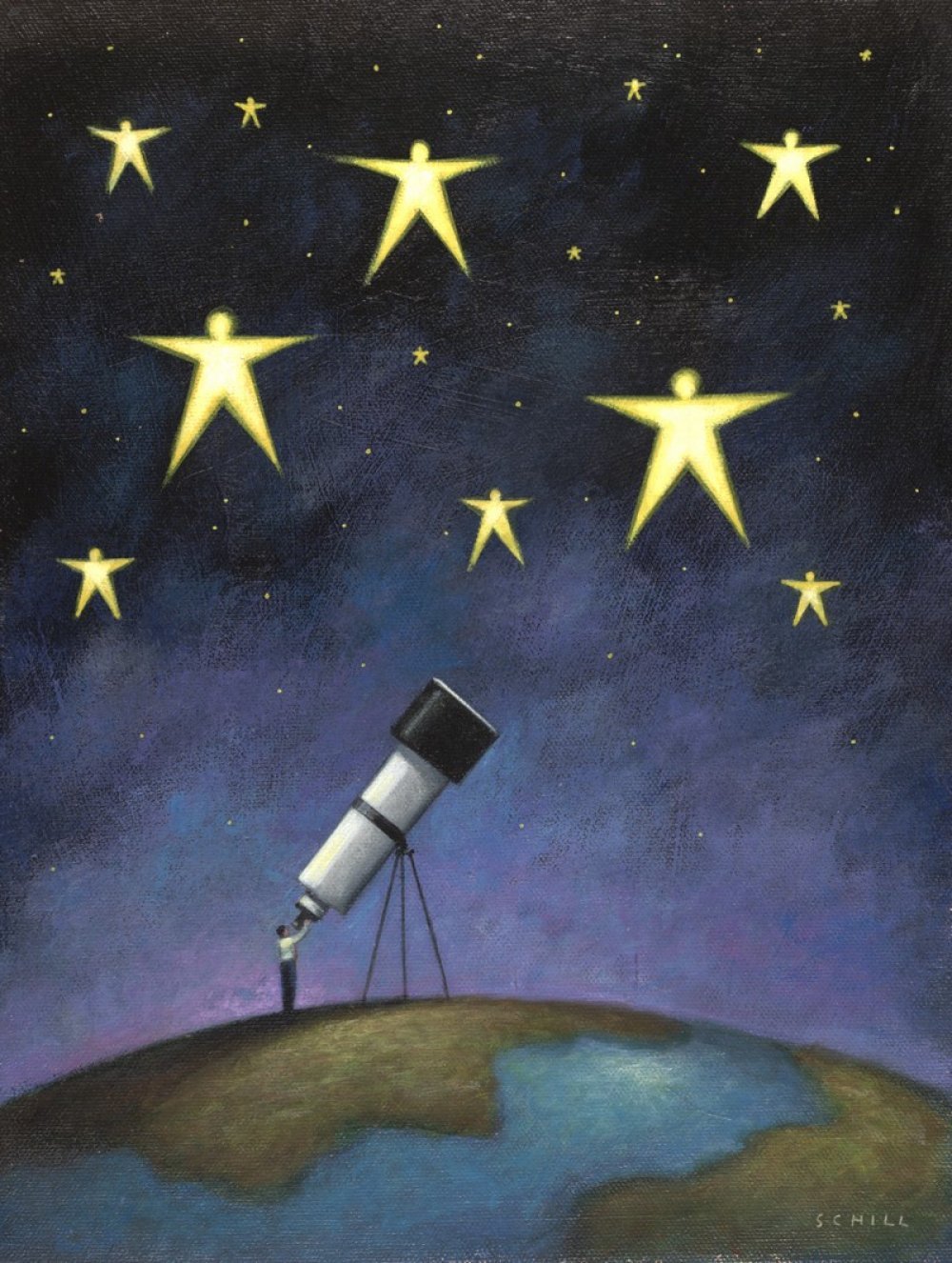 zvijezde nebo teleskop ilustracija