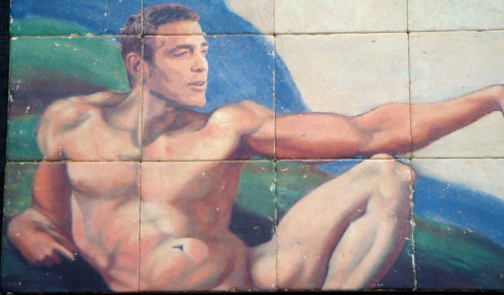 George Clooney mural.