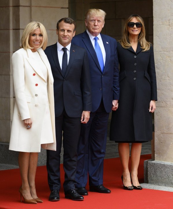 Brigitte Macron, Emmanuel Macron, Donald i Melania Trump