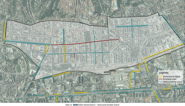 Postojeće biciklističke staze u središtu Zagreba